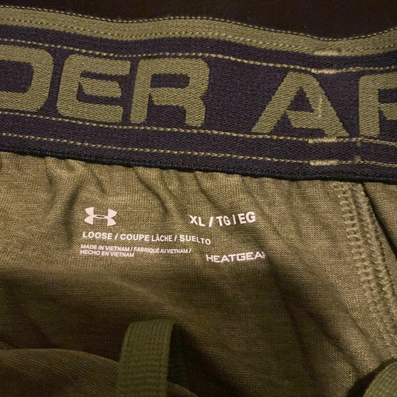 Under Armour athletic shorts , Olive green with black stripes on sides, XL - Picture 3 of 4